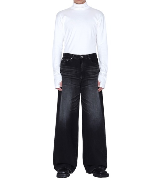 JOHN LAWRENCE SULLIVAN ジーンズ WASHED DENIM WIDE PANTS
