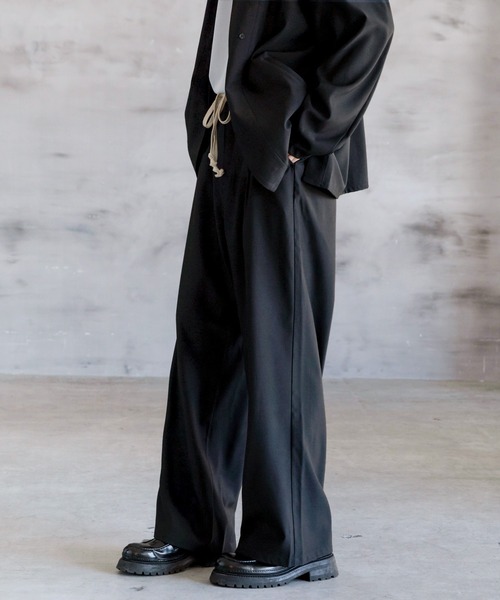 ワイドストレートスラックスパンツ CTHY スラックス ポリツイルワイドストレートスラックス メンズ