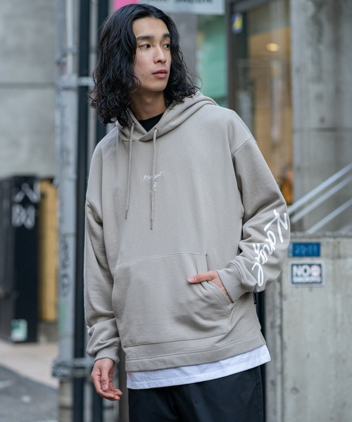 KANGOL（カンゴール） パーカー フェイクレイヤード 袖プリント ビッグ