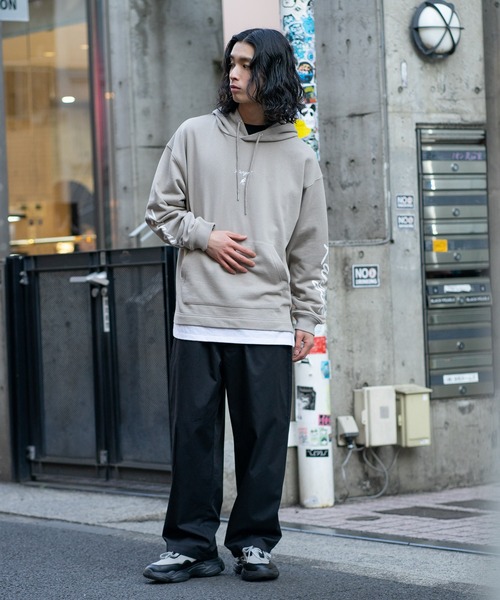KANGOL(カンゴール) パーカー フェイクレイヤード 袖プリント ビッグ KANGOL(カンゴール) パーカー フェイクレイヤード 袖プリント ビッグ