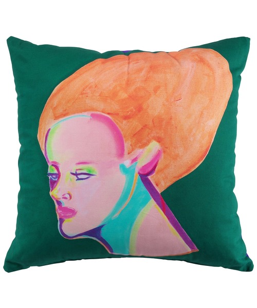 クッション クッションカバー SQUARE CUSHION MANNEQUIN HEAD ”GREEN