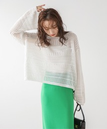 大人気完売　Meshニットスリットトップス ニット セーター メッシュニットトップス レディース : ZOZOTOWN