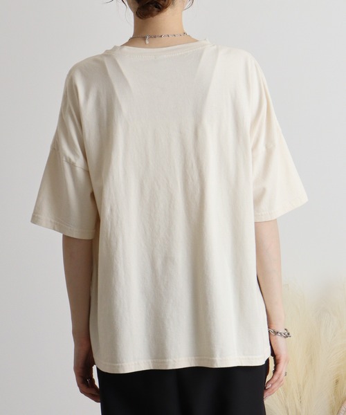 Emago（イマゴ） tシャツ しましま柄のネコ刺繍Tシャツ レディース 