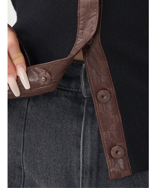 Darich ニット セーター ロゴレザーニットトップス レディース