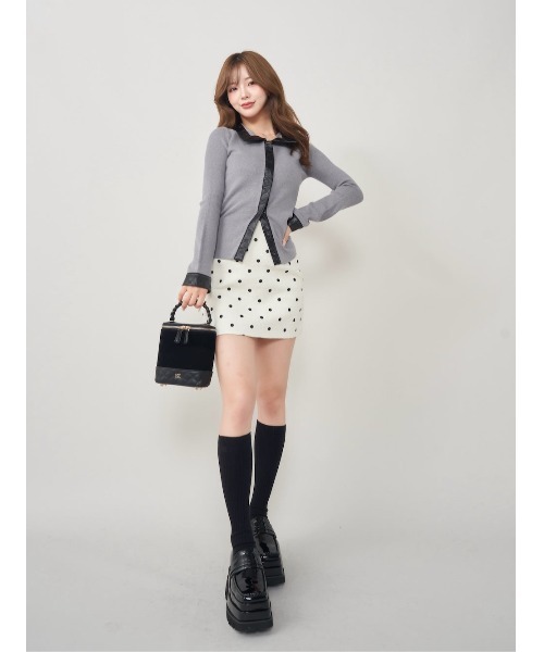 Darich ニット セーター ロゴレザーニットトップス レディース