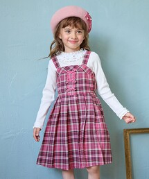 any FAM スカート チェックプリーツジャンパースカート キッズ