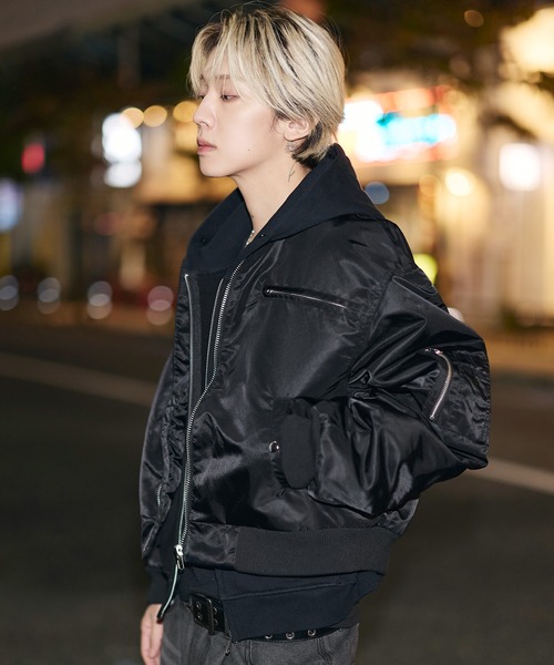 ma1 ma-1 ショート丈ナイロン/合皮中綿MA-1「UNISEX」 メンズ