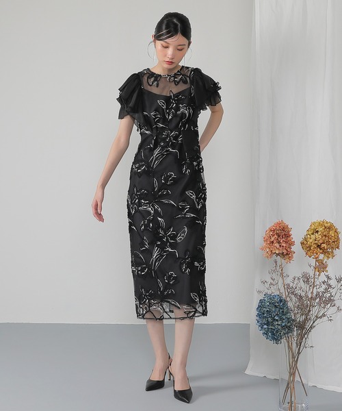 kana カナ バックリボンギャザースリーブワンピース M 結婚式 二次会 kaene:バックリボンレースワンピース 2｜ SHIPS 公式サイト