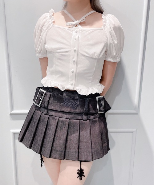 lilLilly（リルリリー） ブラウス シャツ ベロアパフブラウス