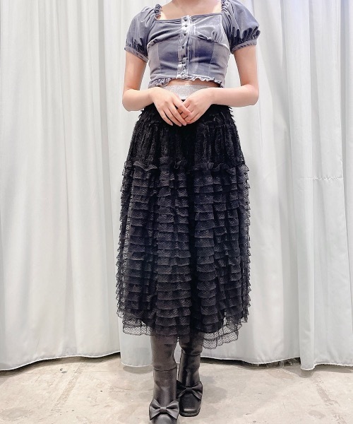 lilLilly（リルリリー） ブラウス シャツ ベロアパフブラウス