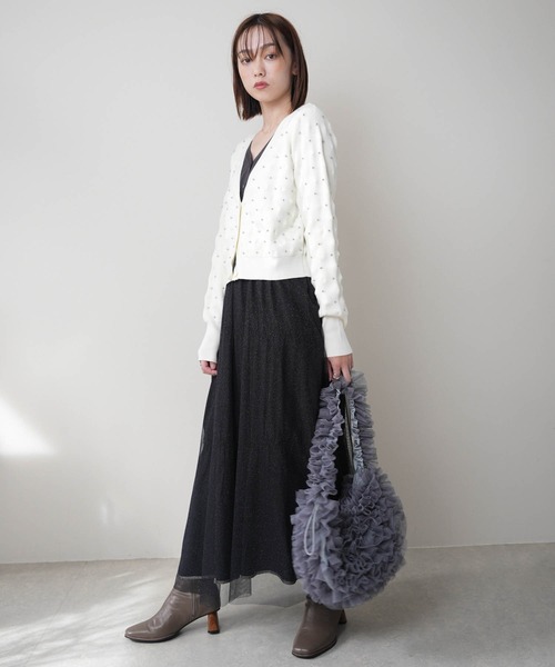 LADYMADE カーディガン パールスタッズニットカーディガン