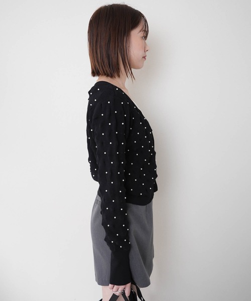 パールスタッズニットカーディガン LADYMADE カーディガン パールスタッズニットカーディガン