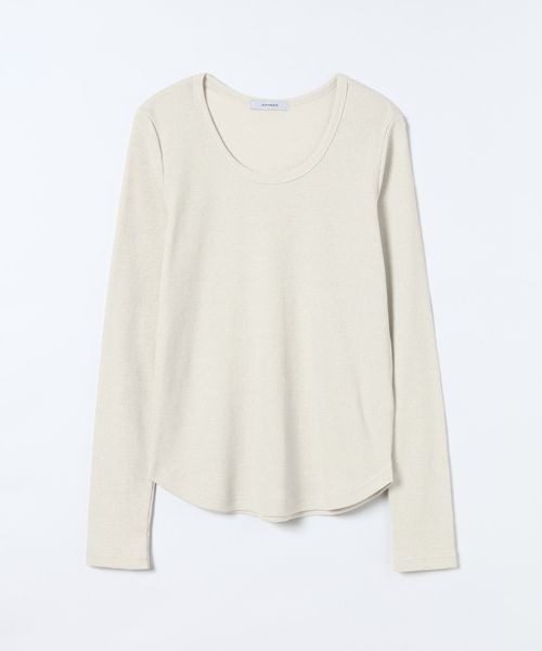 シンプルデザインシャツ JEANASIS（ジーナシス） tシャツ ソフトラメリブUネックLS TEE/240318