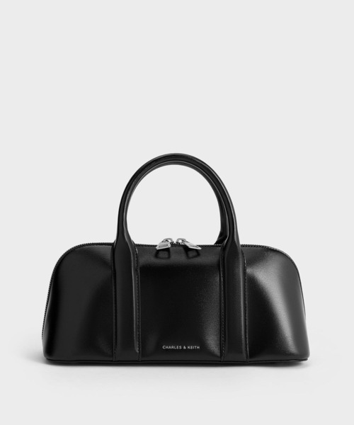 追跡★Charles&Keith Axel ポーチ付 2WAY ボストン トートバッグ CHARLES & KEITH トートバッグ Axel アクセル ボウリングバッグ