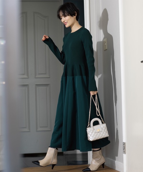 新品✨タグ付き　Curensology フルケーブフニットワンピース　グリーン 新品✨タグ付き Curensology フルケーブフニットワンピース グリーン