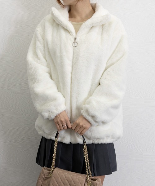 miniministore ブルゾン アウター スタンドカラーボアジャケット