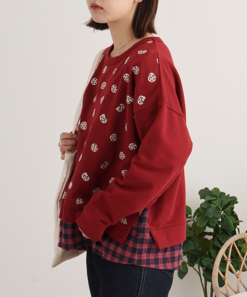 トレーナー スウェット EMAGO ビスケット刺繍プルオーバー レディース Emago トレーナー スウェット EMAGO ビスケット刺繍プルオーバー
