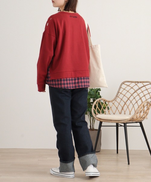 トレーナー スウェット EMAGO ビスケット刺繍プルオーバー レディース Emago トレーナー スウェット EMAGO ビスケット刺繍プルオーバー