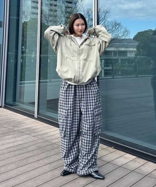 BEAMS カーゴパンツ チェック カーゴ イージーパンツ メンズ