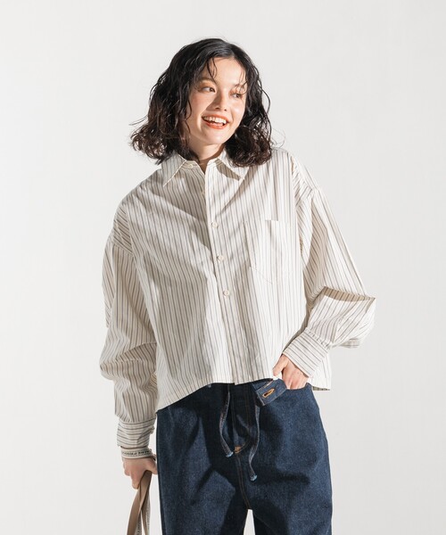 FREAK'S STORE ブラウス シャツ マルチストライプ ショート