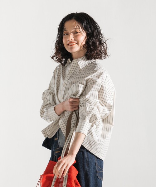 ブラウス シャツ マルチスト シャツ レディース メンズ FREAK'S STORE ブラウス シャツ マルチストライプ ショート