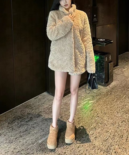 gossip!ロサンゼルス ブルゾン アウター イミテーションファーコート