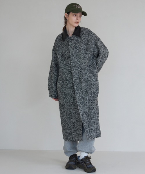CREDONA ステンカラーコート コート TWEED LONG COAT/ツイード