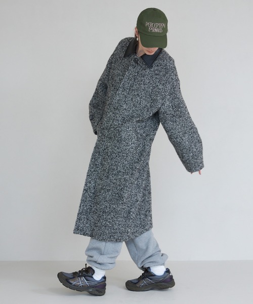 CREDONA ステンカラーコート コート TWEED LONG COAT/ツイード