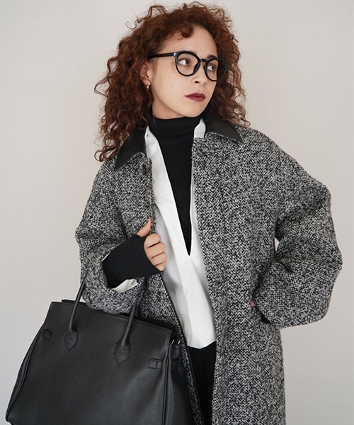 chono チョノ　Monal tweed Long Coat ツィードコート CREDONA（クレドナ） ステンカラーコート コート TWEED LONG COAT