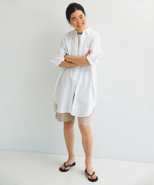 Demi-Luxe BEAMS ビーチサイド シャツ .M 白 Demi-Luxe BEAMS（デミルクス ビームス）ビーチサイド シャツ .M