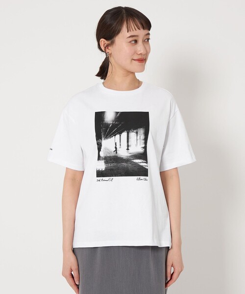 送料関税込【ERL】プリントコットンTシャツ コカ coca 箔プリント袖ロールアップTシャツ （B