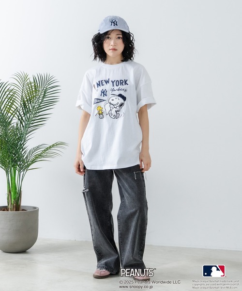 【MLB】★25SS★NYヤンキース メガロゴ オーバーTシャツ 3色 リニューアル記念メガセール MLB ヤンキース Tシャツ ヤンキー