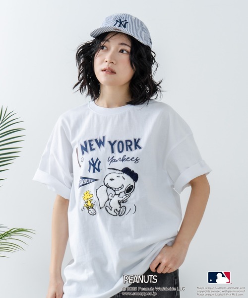 MLB tシャツ 「PEANUTS×MLB」オリジナルデザイン Tシャツ ヤンキース