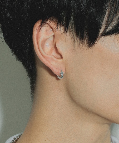 whoseA ピアス 「silver925」4pointed starPierce/四芒星フープ