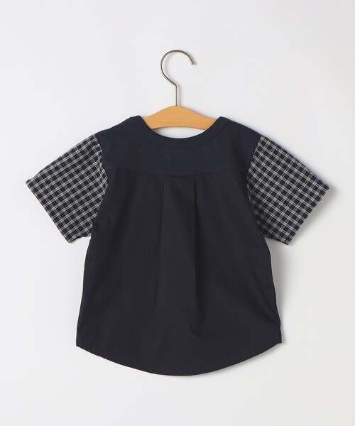 SHIPS tシャツ KIDS:80〜90cm / チェック 切替 半袖 TEE キッズ