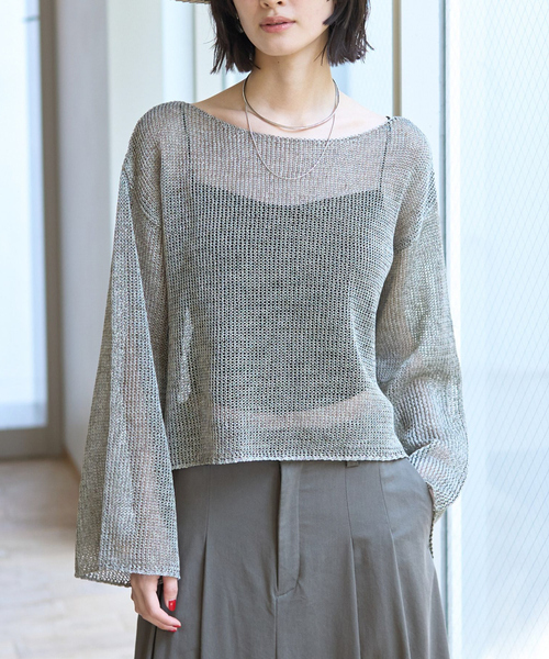 Rouge vif メッシュトップス　メッシュニット Rouge vif ニット セーター シアーメッシュペーパーニットプル