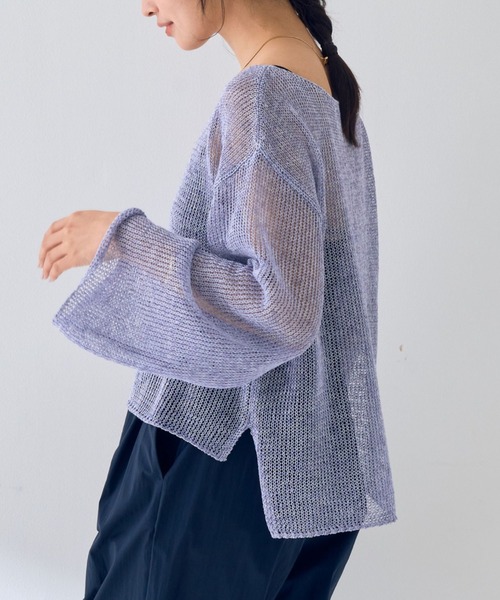 Rouge vif メッシュトップス　メッシュニット Rouge vif la cle｜グリットメッシュニットプルオーバー