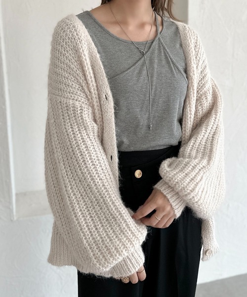 「apres jour clair」 ニットカーディガン X-LARGE アイボリー レディース_画像4