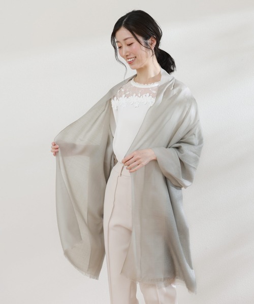 meko様☆薄手マフラー×大判ストール ミルキーホワイト macocca（マコッカ） ストール マフラー 大判無地ストール レディース