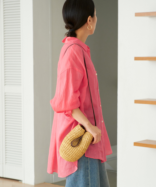 プラージュ　Ramie Cotton シャツ　ピンク plage ブラウス シャツ PURE RAMIE SHEER レディース : ZOZOTOWN