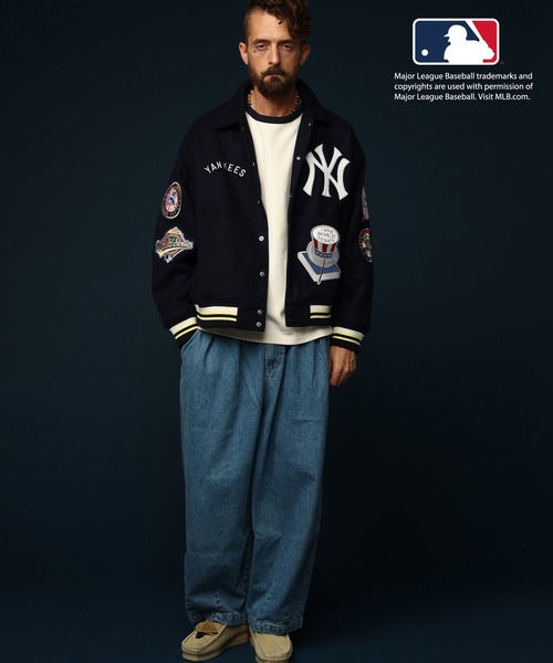 SKOOKUM スタジャン ヤンキース Yankees ネイビー　メンズ　襟 美品 SKOOKUM/スクーカム NY NewYork Yankees/ニューヨーク ヤンキース