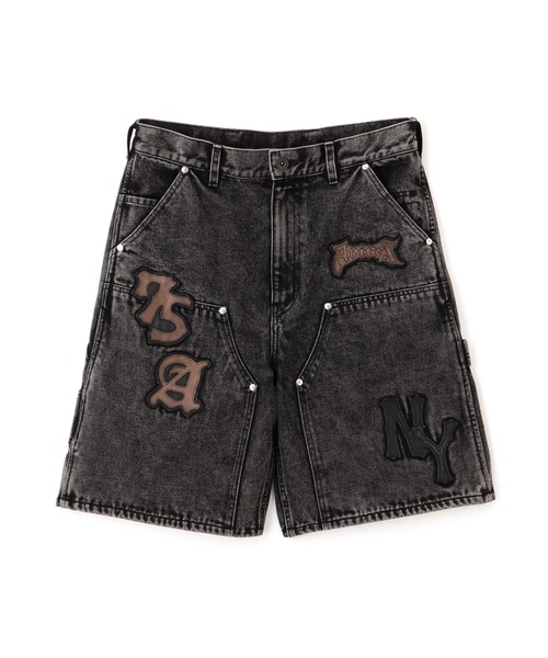 AVIREX （アヴィレックス）USAレザーパンツ サイズL AVIREX（アヴィレックス） ワイドパンツ ジーンズ LEATHER PATCH DENIM