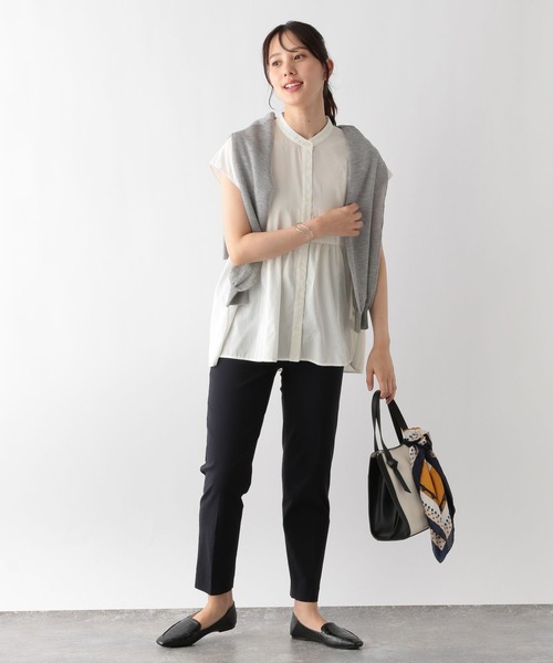 「GLOBAL WORK」 半袖チュニック MEDIUM アイボリー レディース