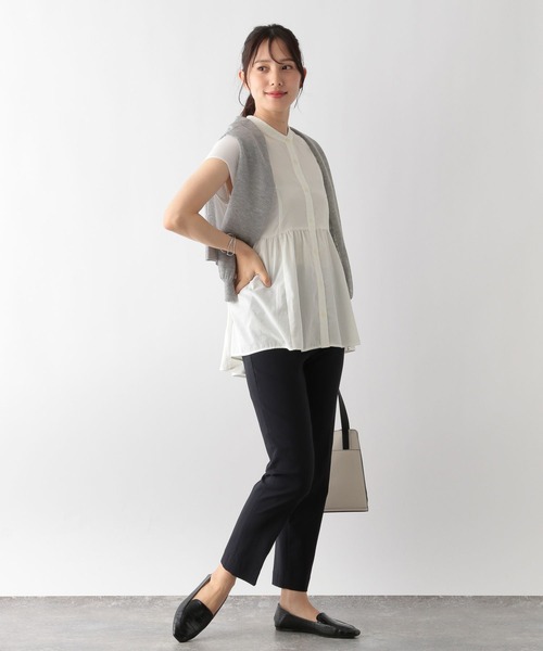 「GLOBAL WORK」 半袖チュニック MEDIUM アイボリー レディース