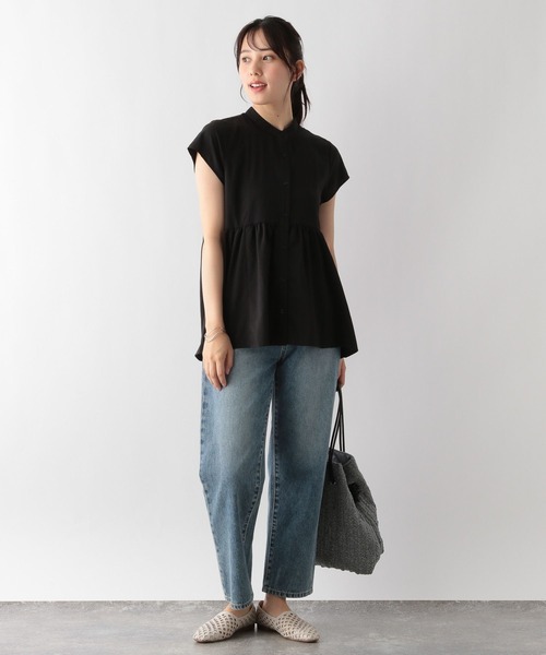 「GLOBAL WORK」 半袖チュニック MEDIUM アイボリー レディース