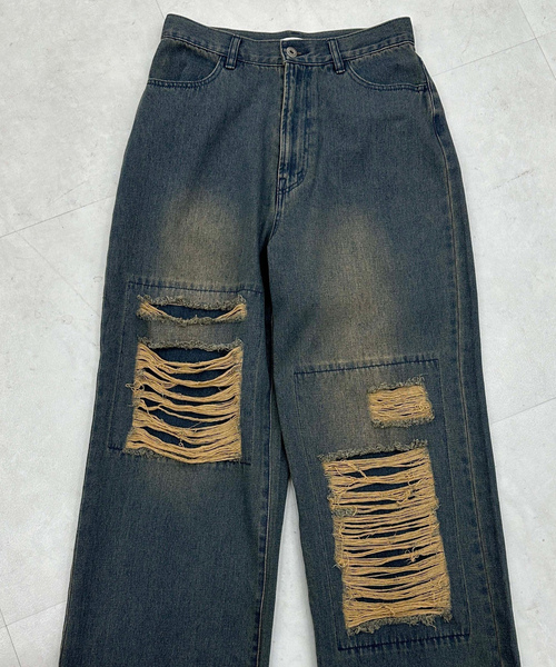 「sedacle」 加工デニムパンツ SMALL オフホワイト レディース_画像9