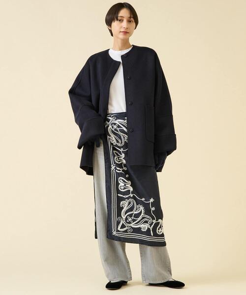 martinique（マルティニーク） ポンチョ ウールリバーノーカラーコート