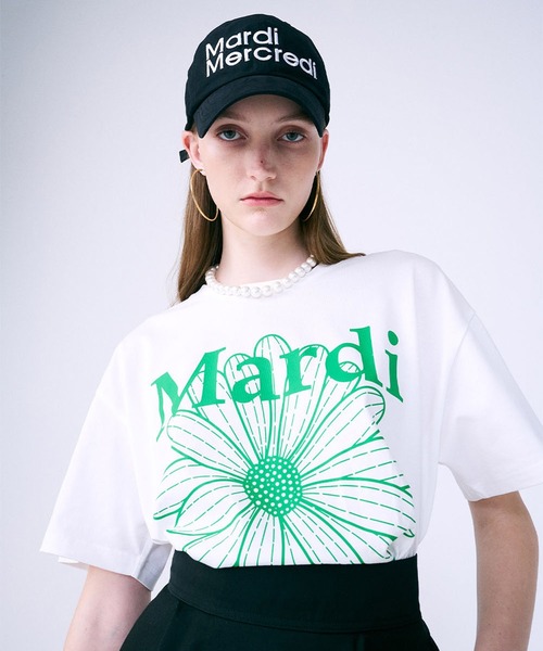 「Mardi Mercredi」 半袖Tシャツ FREE ホワイト×グリーン レディース_画像3