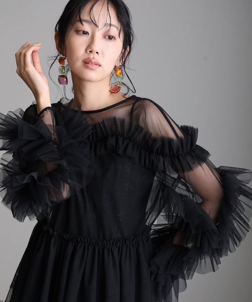 atlo（アトロ） ドレス 結婚式二次会パーティードレスチュールフリル