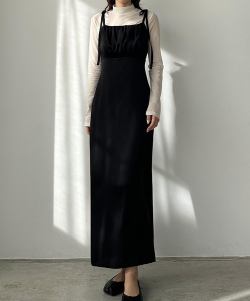 「Louere」 キャミソールワンピース X-LARGE ブラック レディース_画像2